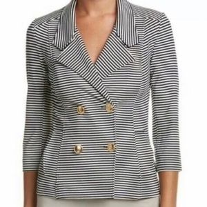 CAbi Nautical Knit Blazer navy and white Size Small